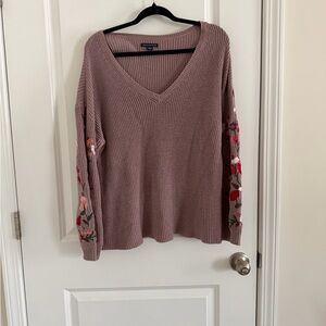 American Eagle Outfitters Mauve Knit V-Neck Sweater